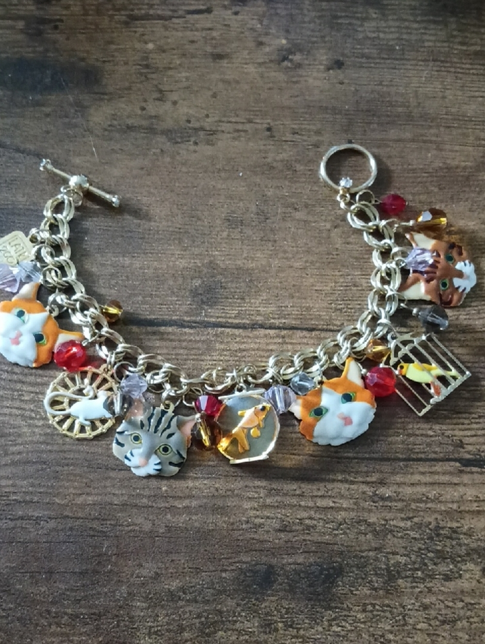 Lunch at the Ritz Cat Charm Bracelet, retired , so cute!